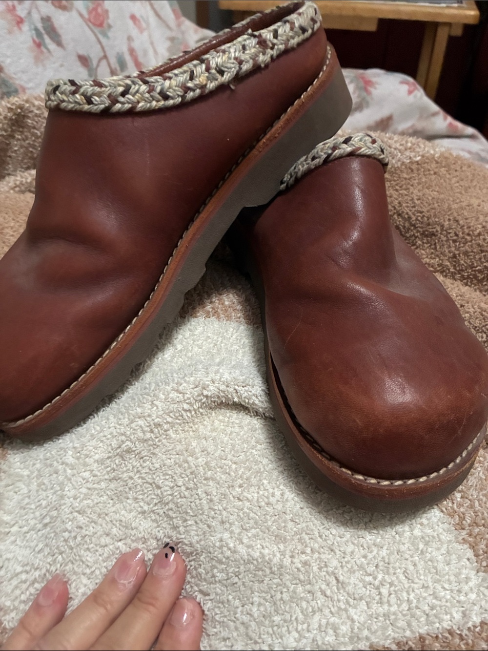 Simple Brown Braided-Trim Slip-On Shoe